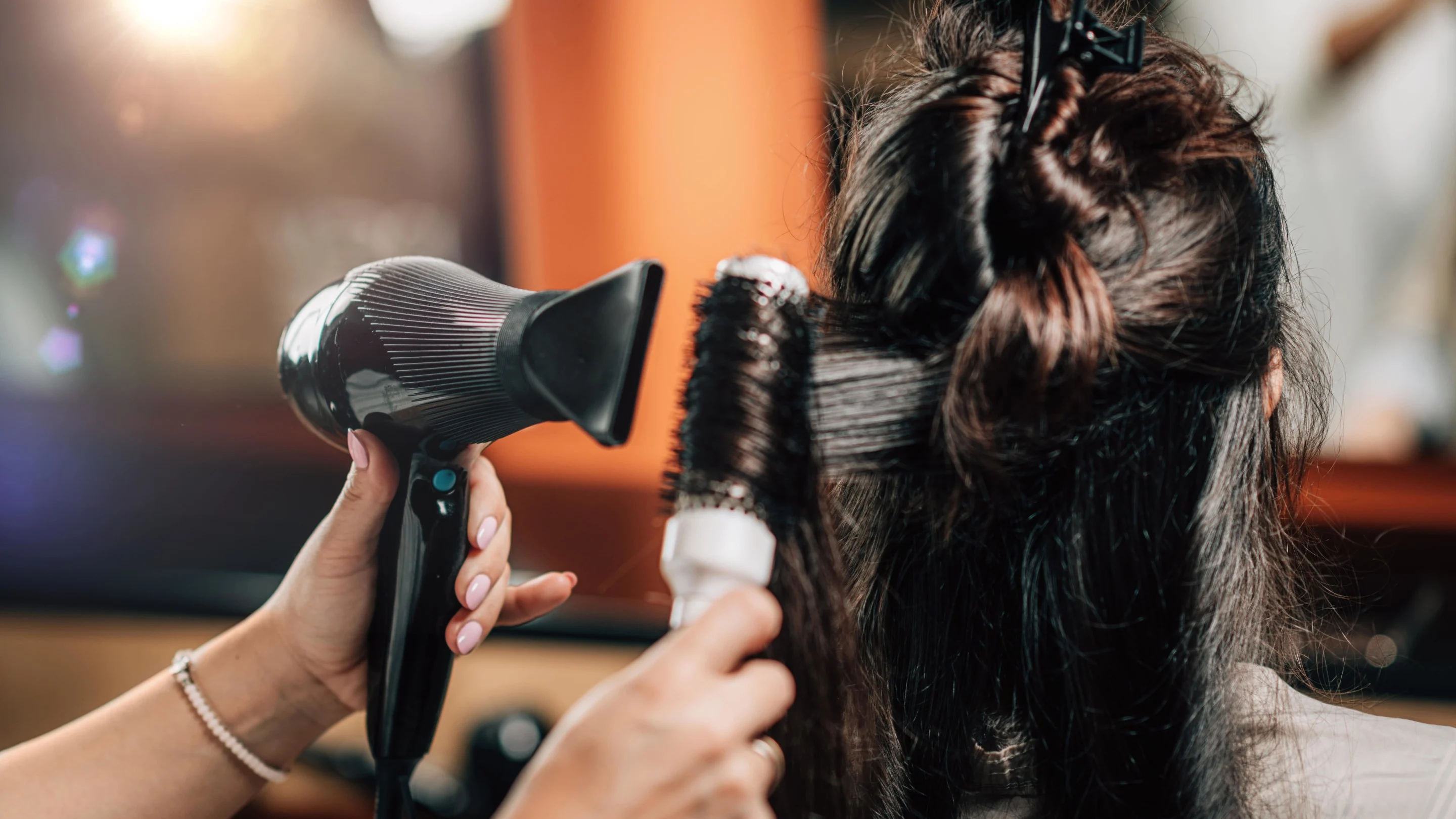 Image of blow drying your hair in the Christmas look