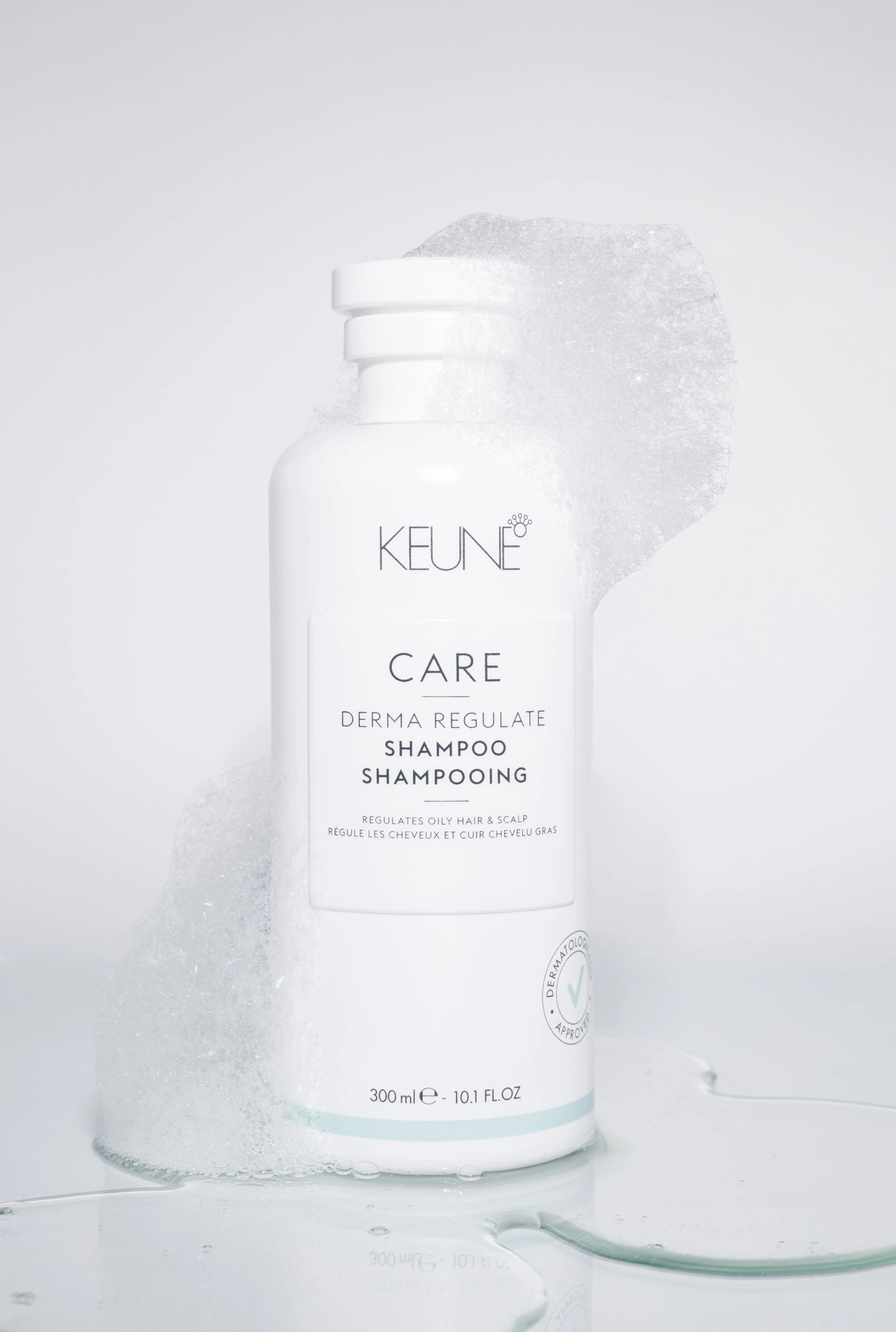 Image of bottle and texture Keune Care Derma Regulate Shampoo